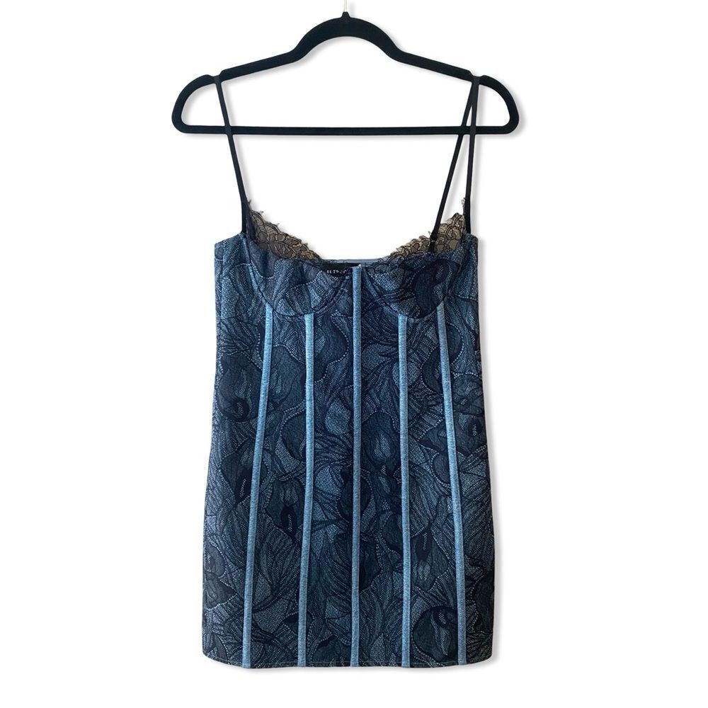 New Retrofete Trice Dress denim lace mini bustier party S $598 - Picture 8 of 14